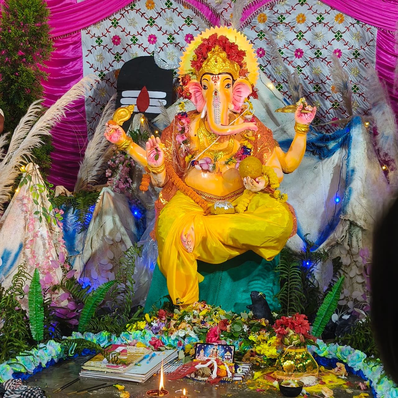Decorated Ganesh idol at the school